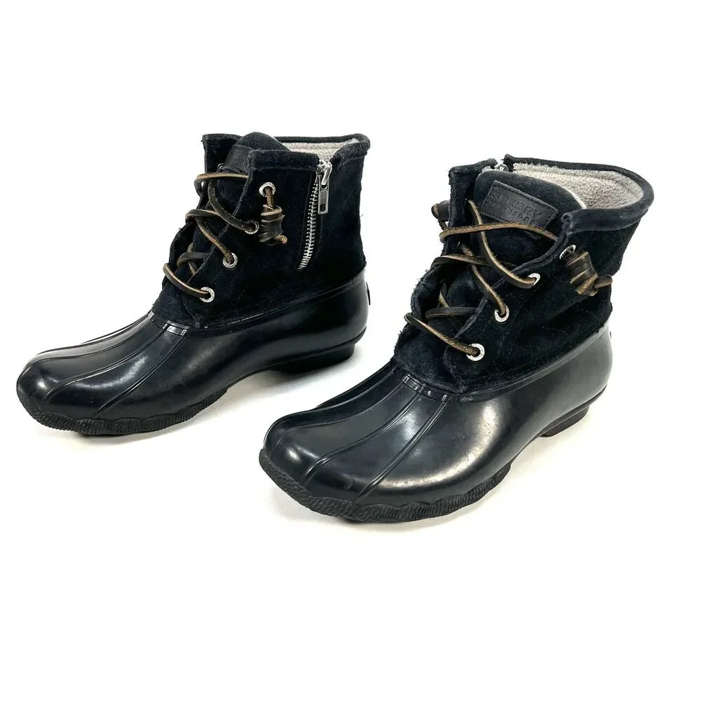Sperry Top-Sider Boot Size 6 Duck Black Rubber Women STS90987